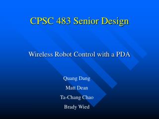 CPSC 483 Senior Design