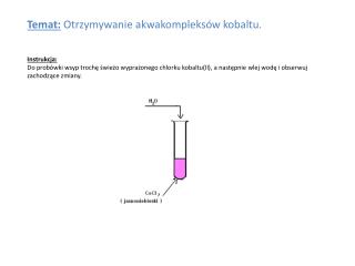 Obserwacja: W probówce jasnoniebieski CoCl 2 rozpuścił się, tworząc różowy roztwór