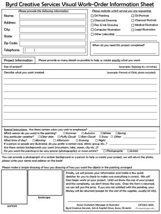 Byrd Creative Services Visual Work-Order Information Sheet