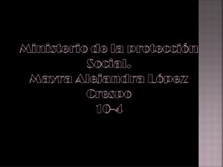 Ministerio de la protección Social. Mayra A lejandra López Crespo 10-4