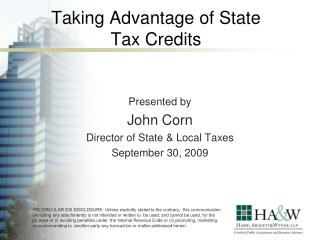 Taking Advantage of State Tax Credits