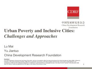 Urban Poverty and Inclusive Cities: Challenges and Approaches