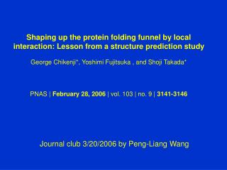 Journal club 3/20/2006 by Peng-Liang Wang