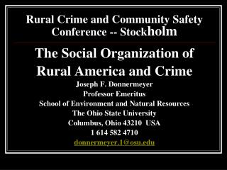 Rural Crime and Community Safety Conference -- Stock holm