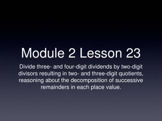 Module 2 Lesson 23