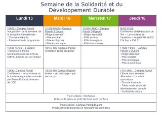 Semaine de la Solidarité et du Développement Durable