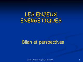 LES ENJEUX ENERGETIQUES