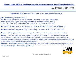 Submission Title: [Empirical Study for 802.11 b &amp; Bluetooth Coexistence]