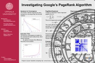 Investigating Google’s PageRank A lgorithm