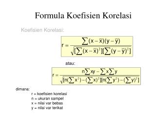 Formula Koefisien Korelasi