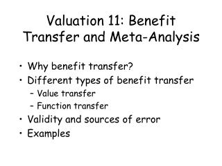 Valuation 11: Benefit Transfer and Meta-Analysis