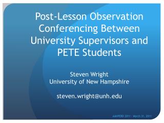 Post-Lesson Observation Conferencing Between University Supervisors and PETE Students
