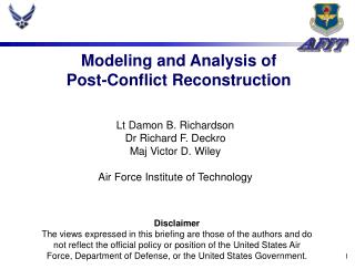 Modeling and Analysis of Post-Conflict Reconstruction