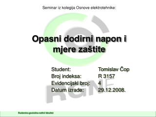 Opasni dodirni napon i mjere zaštite