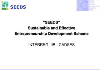 “SEEDS” Sustainable and Effective Entrepreneurship Development Scheme INTERREG IIIB - CADSES