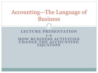 Accounting—The Language of Business