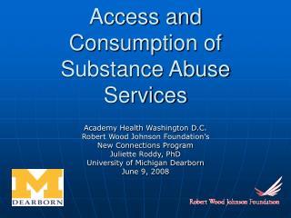 Access and Consumption of Substance Abuse Services