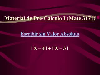 Material de Pre-Calculo I (Mate 3171)