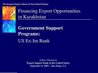 Financing Export Opportunities in Kazakhstan