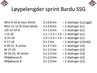 Løypelengder sprint Bardu SSG