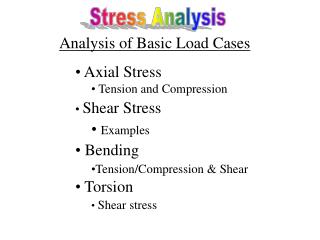 Analysis of Basic Load Cases Axial Stress Tension and Compression Shear Stress Examples Bending