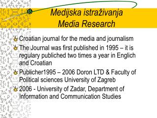 Medijska istraživanja Media Research