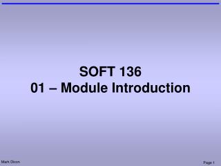 SOFT 136 01 – Module Introduction
