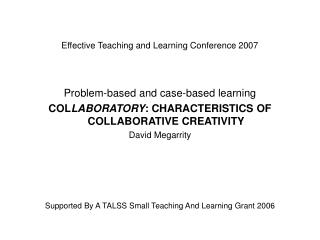 Effective Teaching and Learning Conference 2007