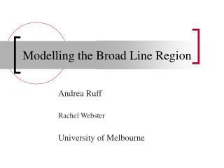 Modelling the Broad Line Region