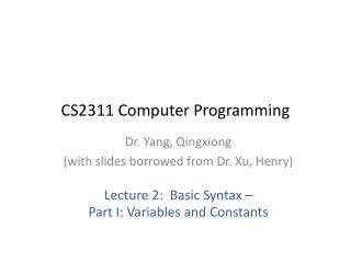 CS2311 Computer Programming