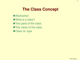 The Class Concept