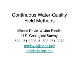 Continuous Water-Quality Field Methods
