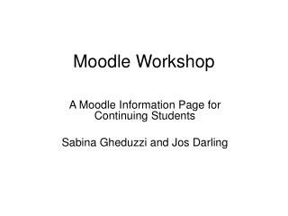 Moodle Workshop