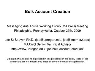 Bulk Account Creation