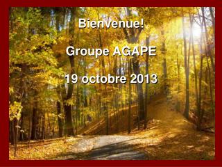 Bienvenue! Groupe AGAPE 19 octobre 2013