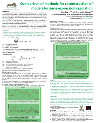 Comparison of methods for reconstruction of models for gene expression regulation