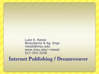 Internet Publishing / Dreamweaver