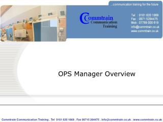 OPS Manager Overview