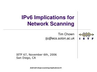 IPv6 Implications for Network Scanning