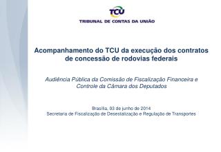 Acompanhamento do TCU da execução dos contratos de concessão de rodovias federais