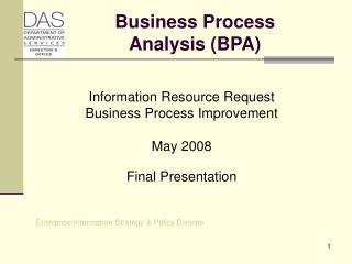 Business Process Analysis (BPA)