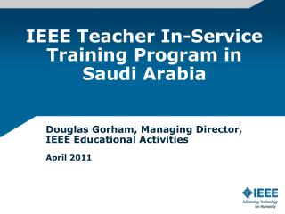 IEEE Teacher In-Service Training Program in Saudi Arabia