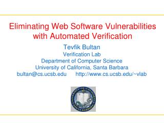 Eliminating Web Software Vulnerabilities with Automated Verification