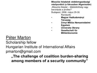 Péter Marton Scholarship fellow Hungarian Institute of International Affairs pmarton@gmail