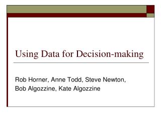 Using Data for Decision-making