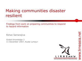 Making communities disaster resilient