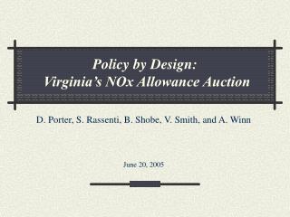 Policy by Design: Virginia’s NOx Allowance Auction