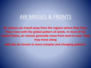 AIR MASSES &amp; FRONTS