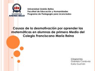 Universidad Andrés Bellos Facultad de Educación y Humanidades