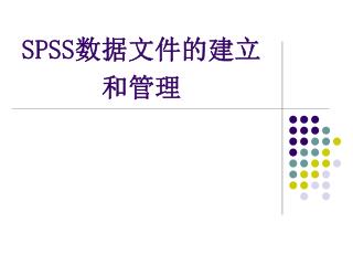 SPSS 数据文件的建立和管理